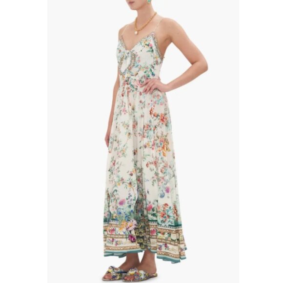 Camilla Floral Maxi Dress - White and Green - Picture 2 of 3
